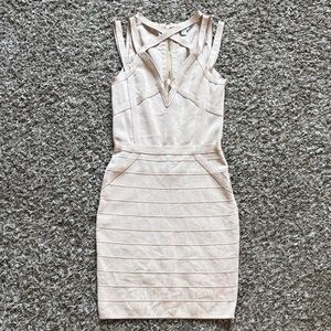 Guess Beige Bandage Mini Dress